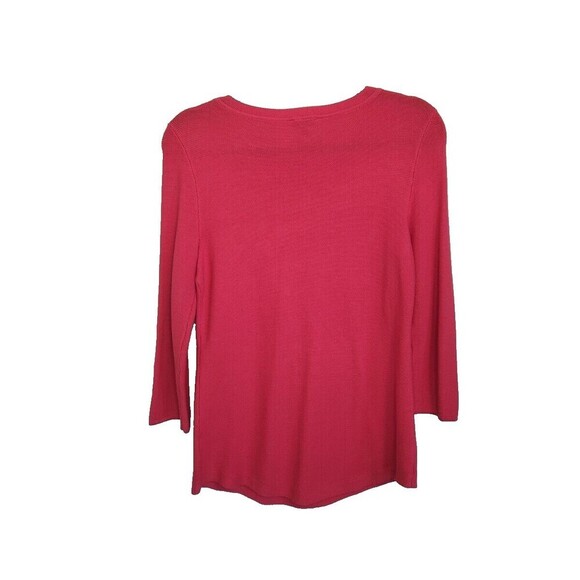 Talbots Womens Sweater Pink Waffle Knit 3/4 Sleeve Button Detail Pullover Sz XS - Picture 6 of 10